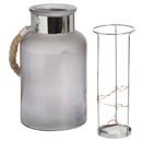 Frosted Rope Detail Grey Glass Lantern by Lavishway | LED Lights-51379