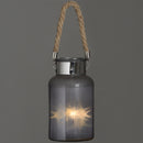 Frosted Rope Detail Grey Glass Lantern by Lavishway | LED Lights-51378