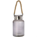 Frosted Rope Detail Grey Glass Lantern by Lavishway | LED Lights-51377