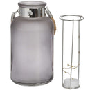 Frosted Grey Glass LED Candle Lantern by Lavishway | Candle Holders-26569