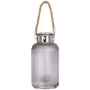 Frosted Grey Glass LED Candle Lantern by Lavishway | Candle Holders-26567