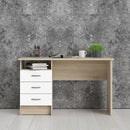 Function Plus Oak Finish 3 White Drawers Desk