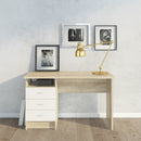 Function Plus Oak Finish 3 White Drawers Desk