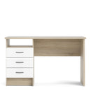 Function Plus Oak Finish 3 White Drawers Desk