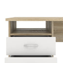 Function Plus Oak Finish 3 White Drawers Desk