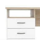 Function Plus Oak Finish 3 White Drawers Desk