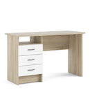 Function Plus Oak Finish 3 White Drawers Desk