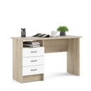 Function Plus Oak Finish 3 White Drawers Desk