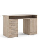 Function Plus Oak Finish 4 Drawers Desk