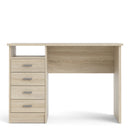 Function Plus Oak Finish Wooden 4 Drawer Desk