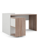Function Plus White & Oak Bookcase Unit Desk