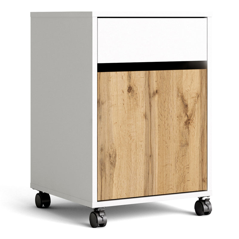 Function Plus White & Oak Mobile Cabinet