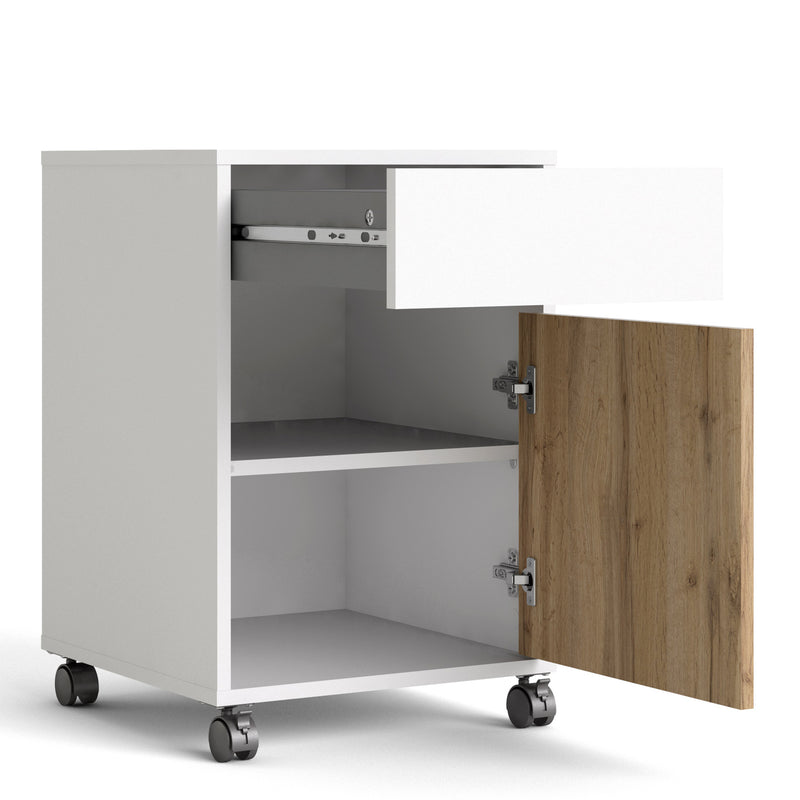 Function Plus White & Oak Mobile Cabinet