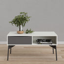 Fur White Wooden 1 Grey Drawer Coffee Table