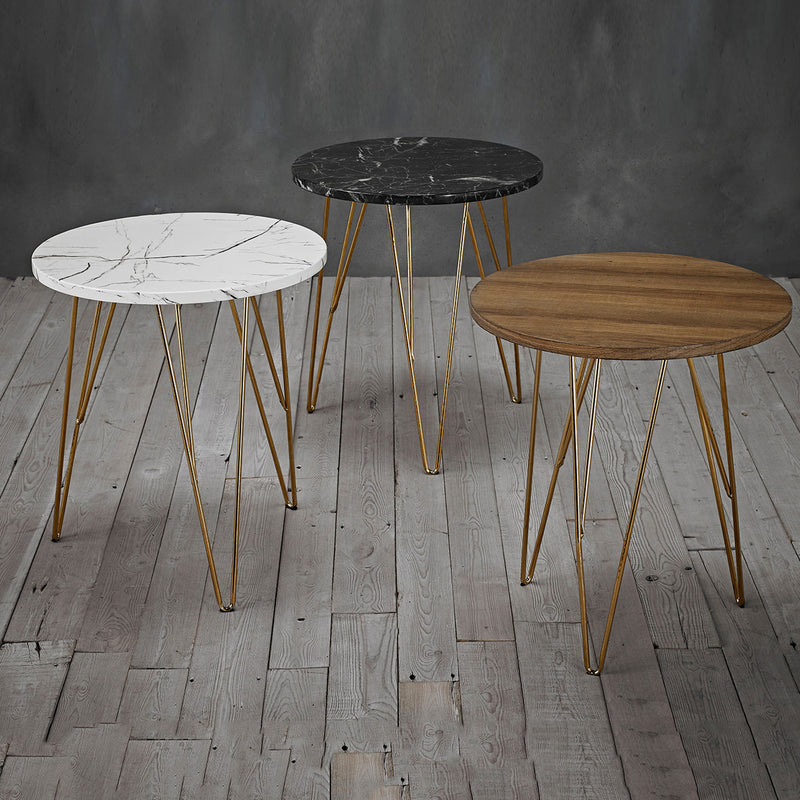 Fusion Wooden Gold Top Lamp Table by Lavishway | Side Tables-28524