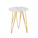Fusion White Marble Top Lamp Table by Lavishway | Side Tables-28525