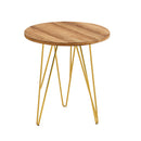 Fusion Wooden Gold Top Lamp Table by Lavishway | Side Tables-28523