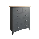 Grantham Oak Top 5 Chest Of Drawers in Grey by Lavishway | Chest Of Drawers-33918