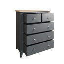 Grantham Oak Top 5 Chest Of Drawers in Grey by Lavishway | Chest Of Drawers-33920