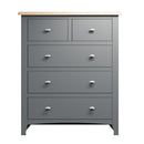 Grantham Oak Top 5 Chest Of Drawers in Grey by Lavishway | Chest Of Drawers-33919