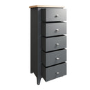 Grantham Oak Top 5 Drawer Narrow Chest by Lavishway | Chest Of Drawers-37023
