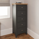 Grantham Oak Top 5 Drawer Narrow Chest by Lavishway | Chest Of Drawers-37020