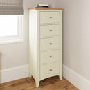 Grantham White Painted 5 Drawers Narrow Chest by Lavishway | Chest Of Drawers-31023