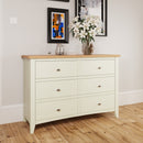 Grantham Oak Top 6 Drawer Chest in White by Lavishway | Chest Of Drawers-37142