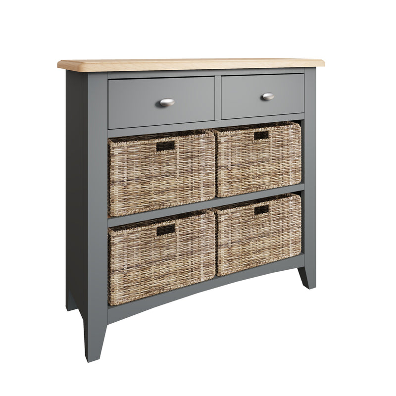 Grantham Oak Top 4 Baskets Hall Cabinet by Lavishway | Hallway Cabinets-32643