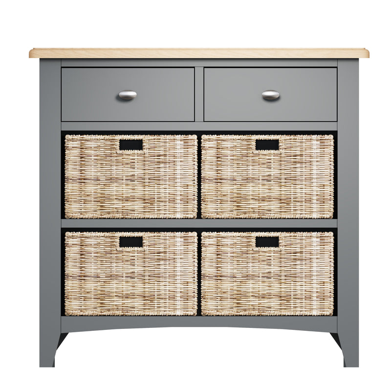 Grantham Oak Top 4 Baskets Hall Cabinet by Lavishway | Hallway Cabinets-32644