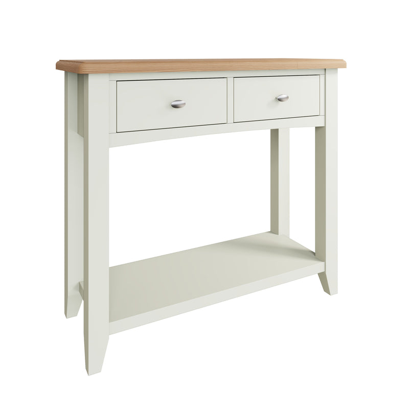 Grantham Oak Top Console Table in White by Lavishway | Hallway Console Table-37041