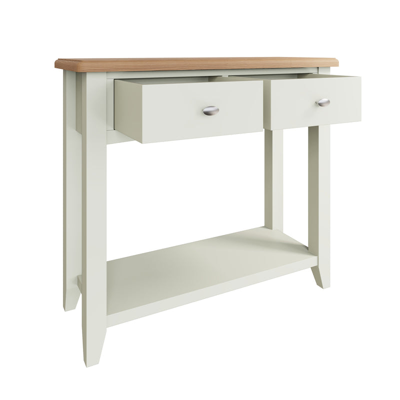 Grantham Oak Top Console Table in White by Lavishway | Hallway Console Table-37043