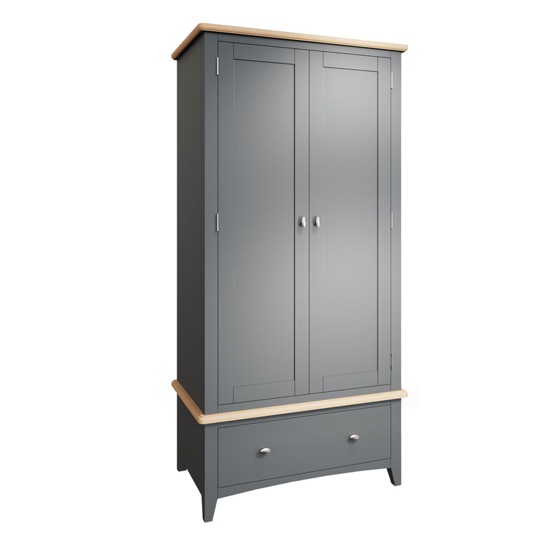Grantham Oak Top Midnight Grey Wardrobe by Lavishway | Wardrobe-33965