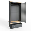 Grantham Oak Top Midnight Grey Wardrobe by Lavishway | Wardrobe-33967