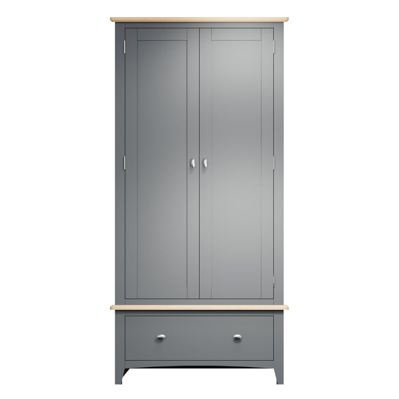 Grantham Oak Top Midnight Grey Wardrobe by Lavishway | Wardrobe-33966
