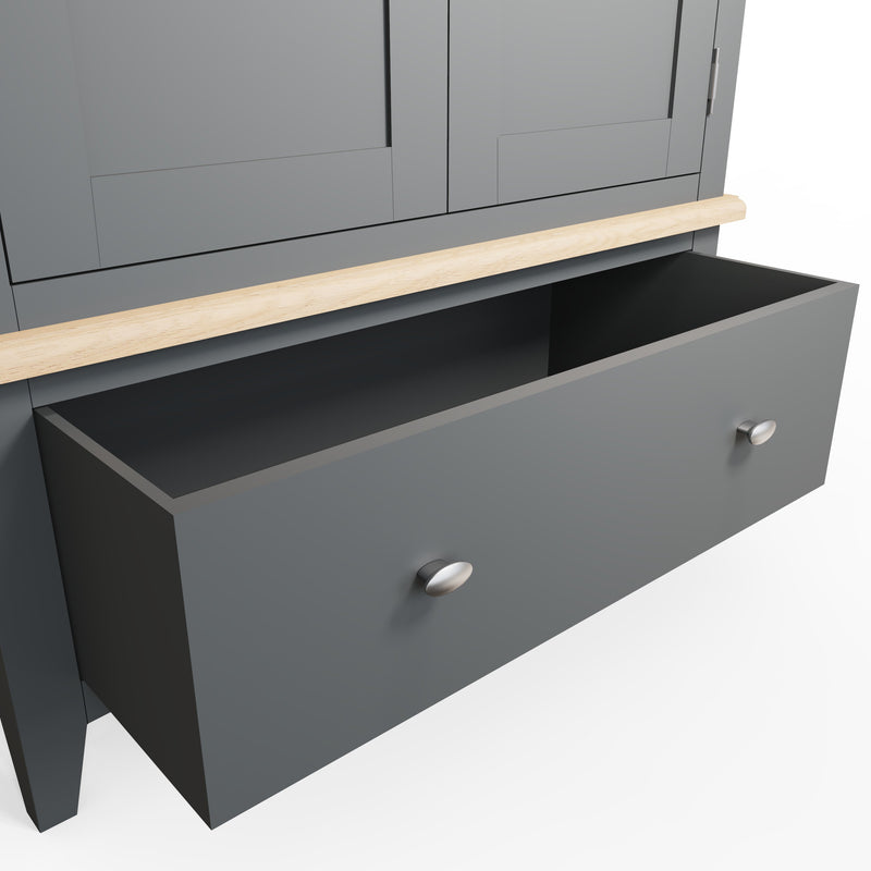 Grantham Oak Top Midnight Grey Wardrobe by Lavishway | Wardrobe-33971