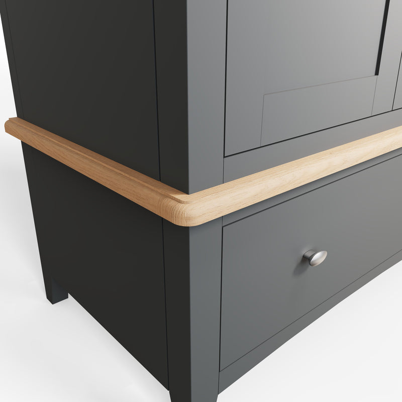Grantham Oak Top Midnight Grey Wardrobe by Lavishway | Wardrobe-33970