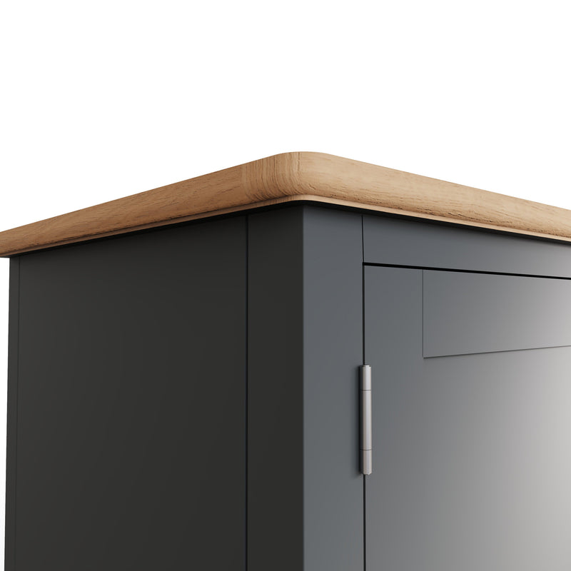 Grantham Oak Top Midnight Grey Wardrobe by Lavishway | Wardrobe-33969