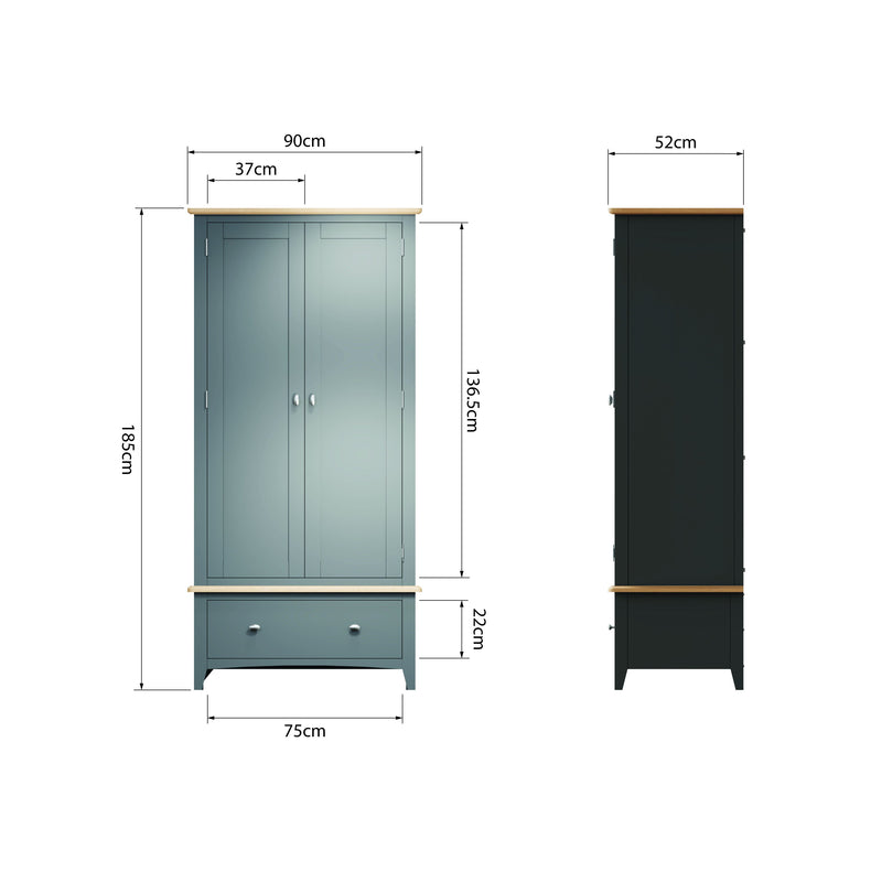 Grantham Oak Top Midnight Grey Wardrobe by Lavishway | Wardrobe-33973