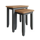 Grantham Oak Top Nest Of 2 Table in Grey by Lavishway | Nest of Tables-33948