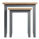Grantham Oak Top Nest Of 2 Table in Grey by Lavishway | Nest of Tables-33953