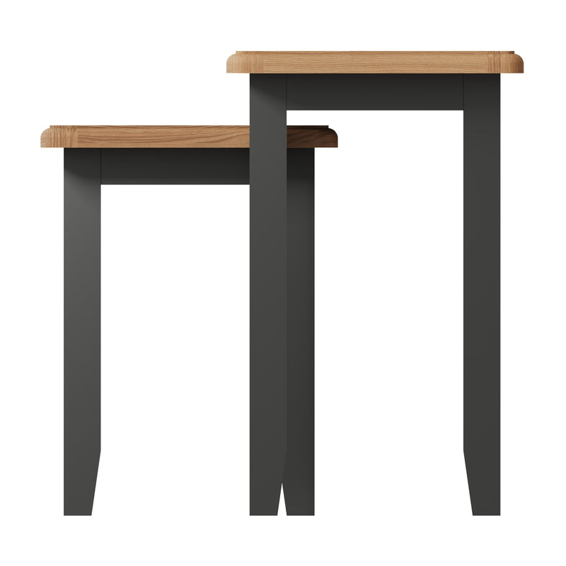 Grantham Oak Top Nest Of 2 Table in Grey by Lavishway | Nest of Tables-33952