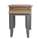 Grantham Oak Top Nest Of 2 Table in Grey by Lavishway | Nest of Tables-33949