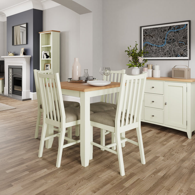 Grantham Oak Top Square Dining Table In White by Lavishway | Dining Tables-37096