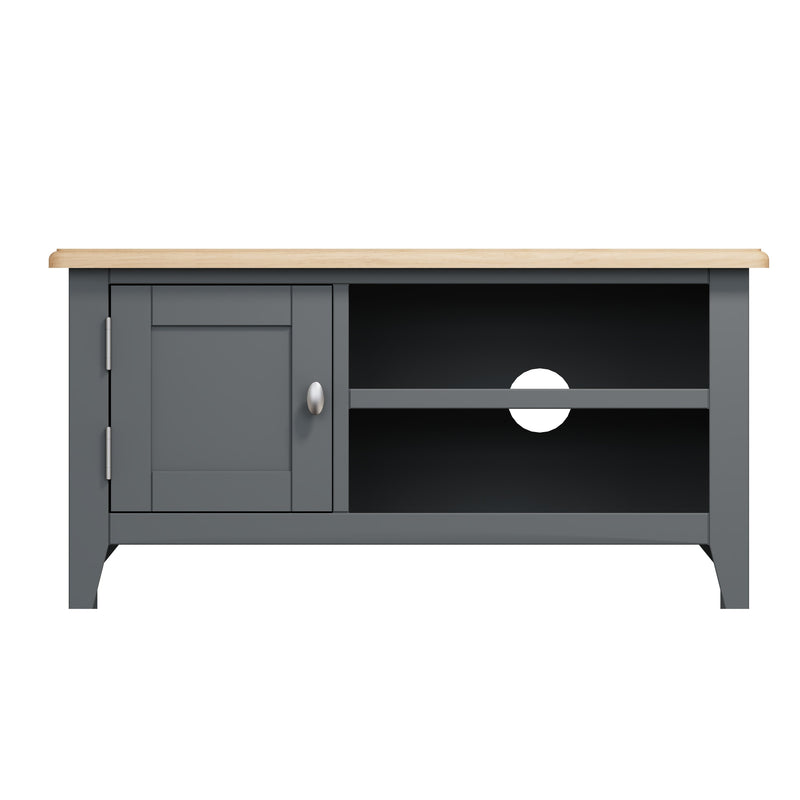 Grantham 1 Door Oak Top Wooden Grey TV Unit by Lavishway | TV Units Cabinets-36751