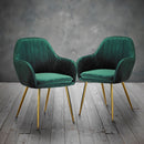 Lara Green Velvet Dining Chair Set of 2 by Lavishway | Dining Chairs-35338