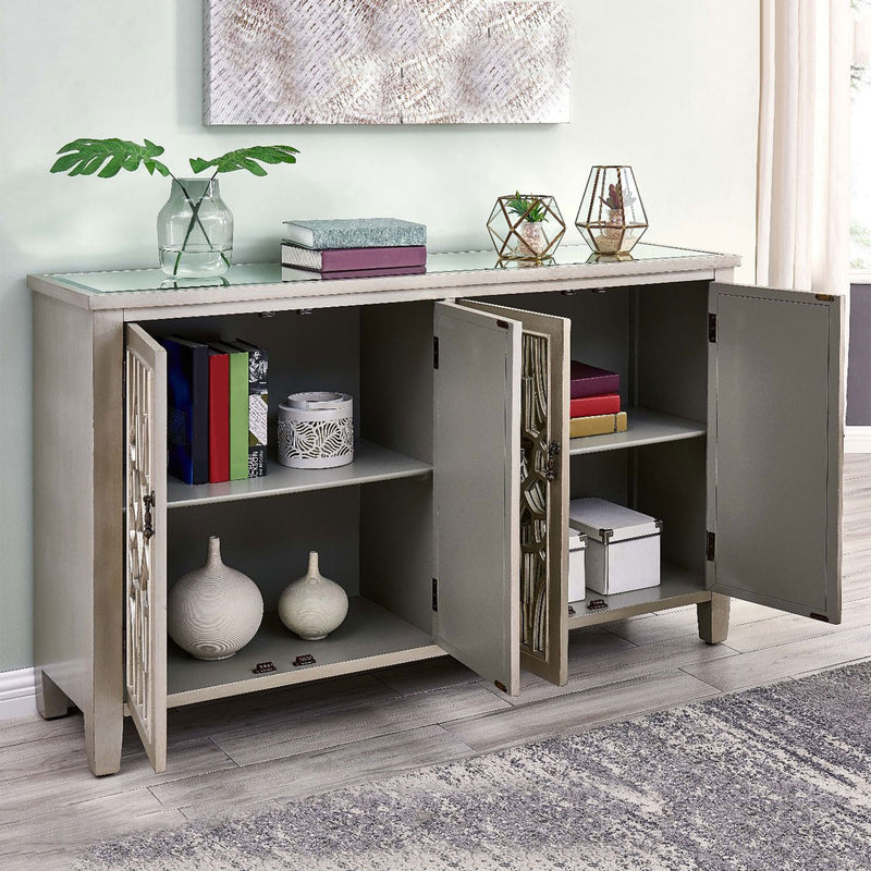 Gallo 4 Doors Mirrored Long Sideboard by Lavishway | Sideboards-25483