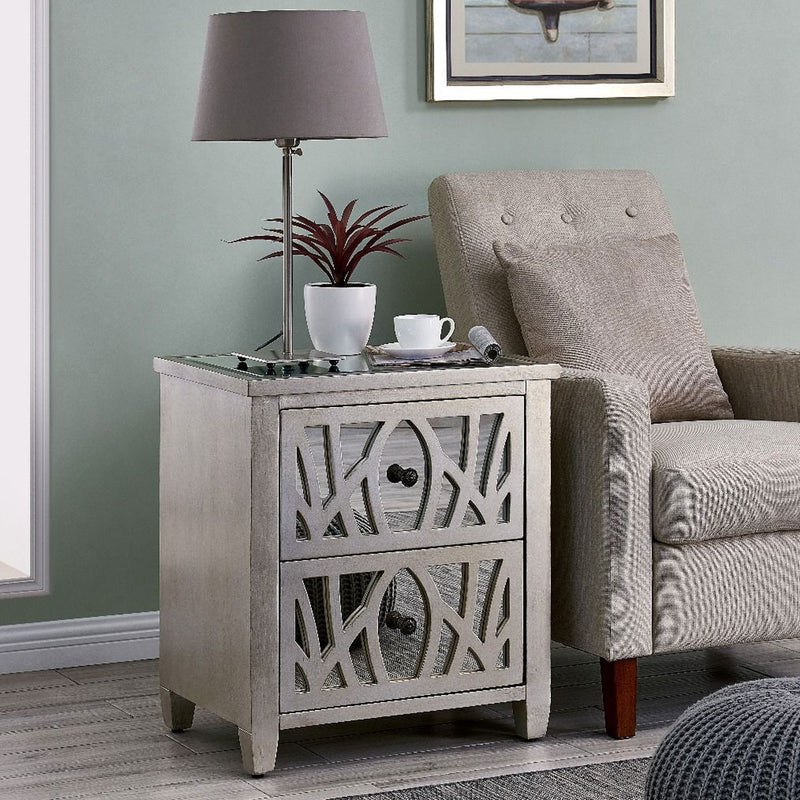 Gallo 2 Drawers Mirrored Top Lamp Table by Lavishway | Side Tables-25397