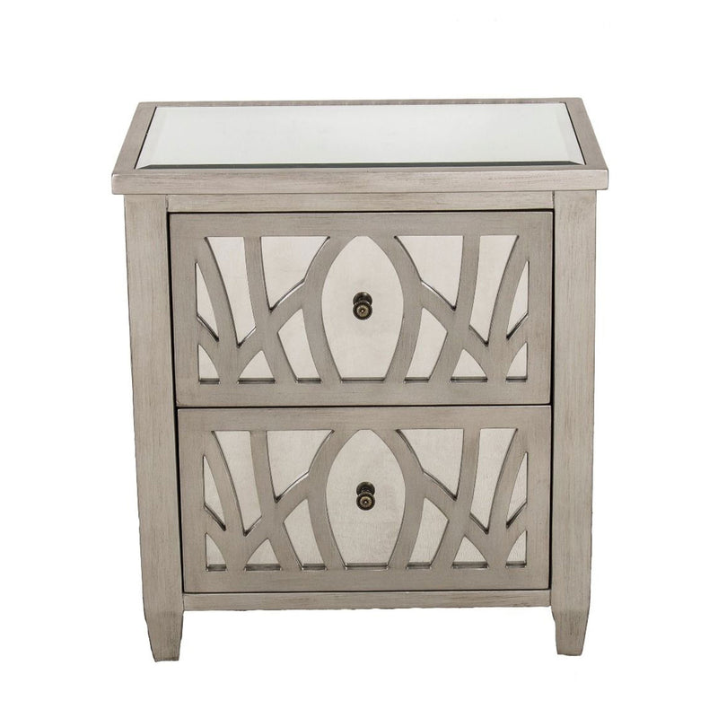 Gallo 2 Drawers Mirrored Top Lamp Table by Lavishway | Side Tables-25398