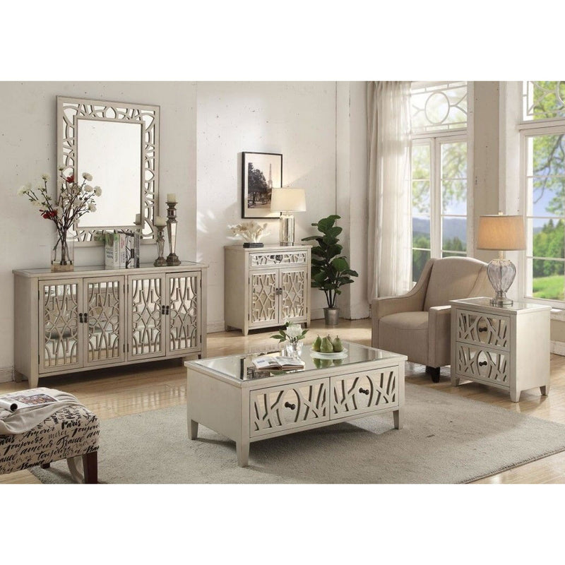 Gallo 2 Drawers Mirrored Top Lamp Table by Lavishway | Side Tables-25405